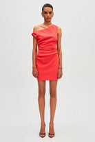 Mallory Bonded Crepe Mini Dress (Sunset Coral) - SODA Fashion Haus