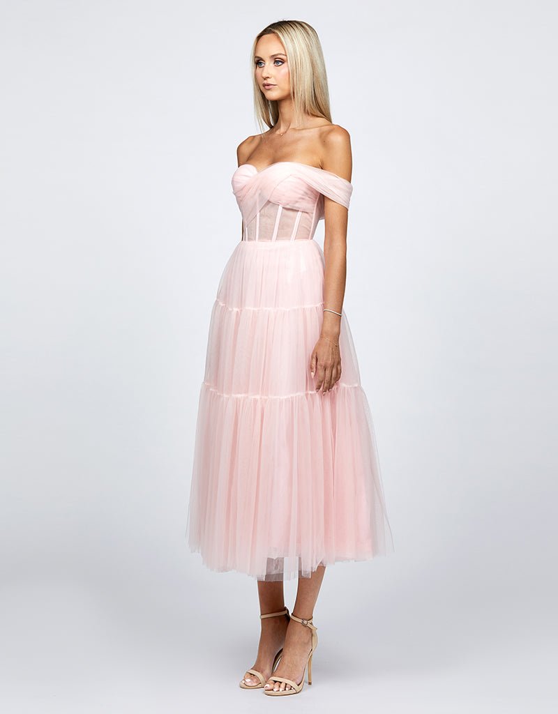 Marianne Tiered Tulle Midi Dress - SODA Fashion Haus