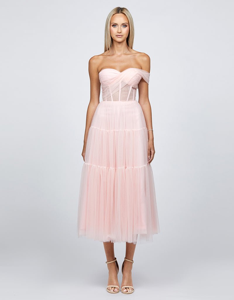 Marianne Tiered Tulle Midi Dress - SODA Fashion Haus