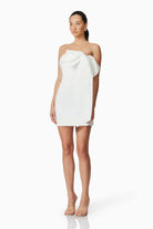 Marissa Bow Mini Dress - White - SODA Fashion Haus