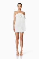Marissa Bow Mini Dress - White - SODA Fashion Haus
