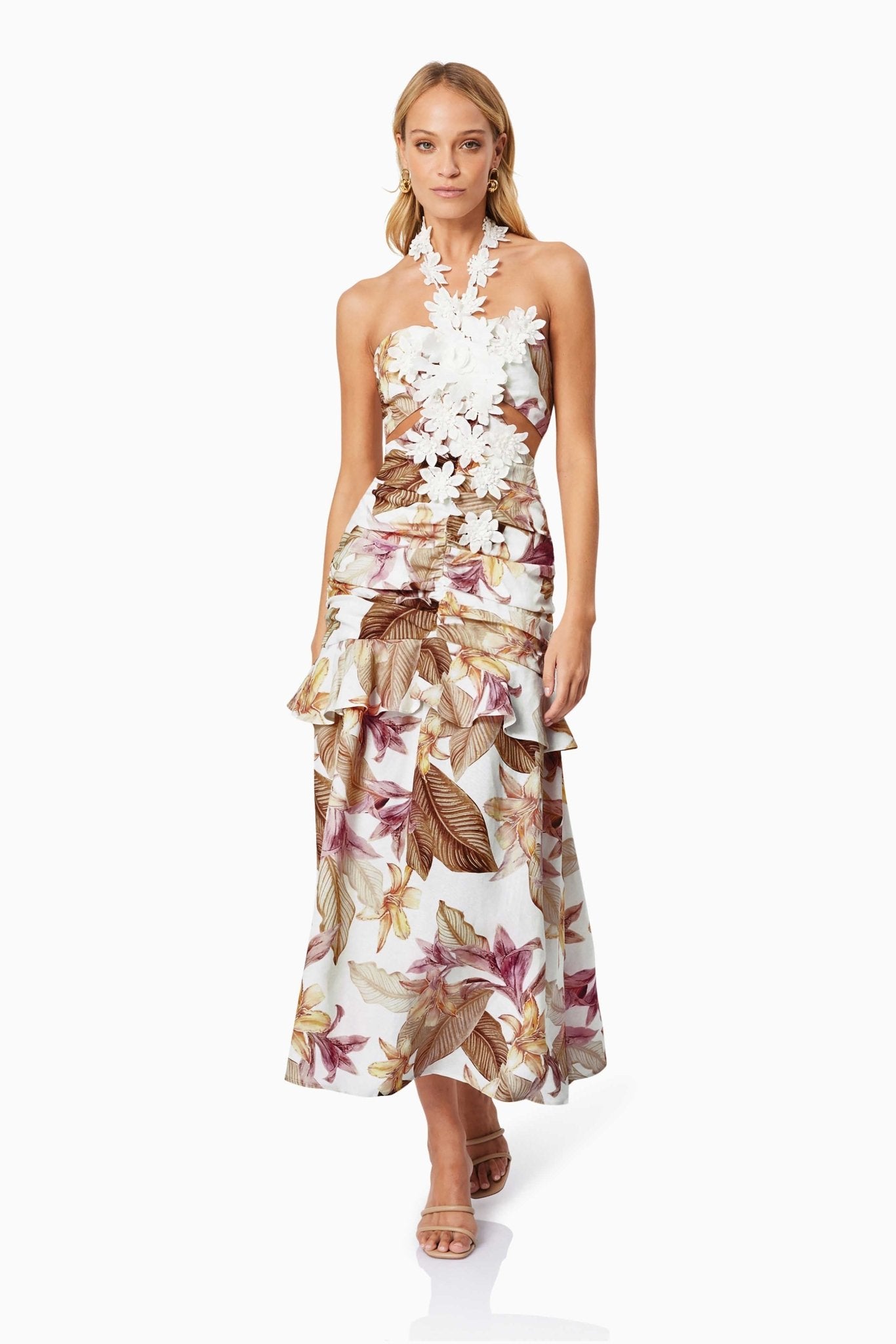 Meadow Floral Cocktail Dress In White - SODA Fashion Haus