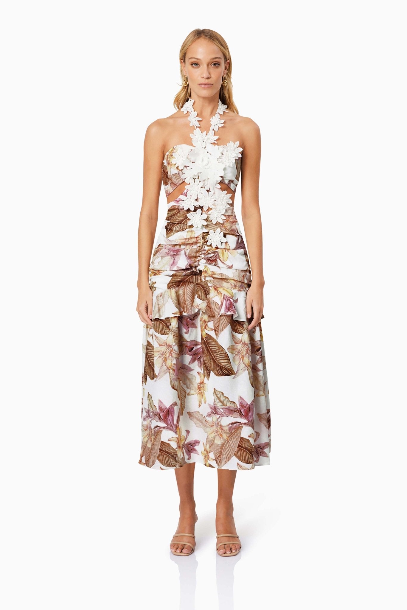 Meadow Floral Cocktail Dress In White - SODA Fashion Haus