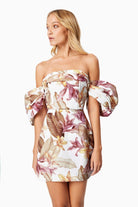 Meadow Mini Puff Sleeve Dress in White - SODA Fashion Haus