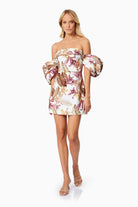 Meadow Mini Puff Sleeve Dress in White - SODA Fashion Haus