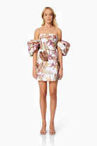 Meadow Mini Puff Sleeve Dress in White - SODA Fashion Haus