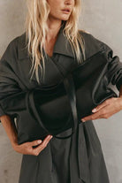Mia Black Leather East West Slouchy Tote - SODA Fashion Haus