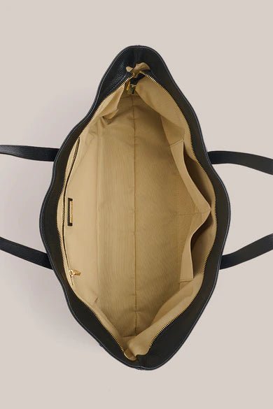 Mia Black Leather East West Slouchy Tote - SODA Fashion Haus