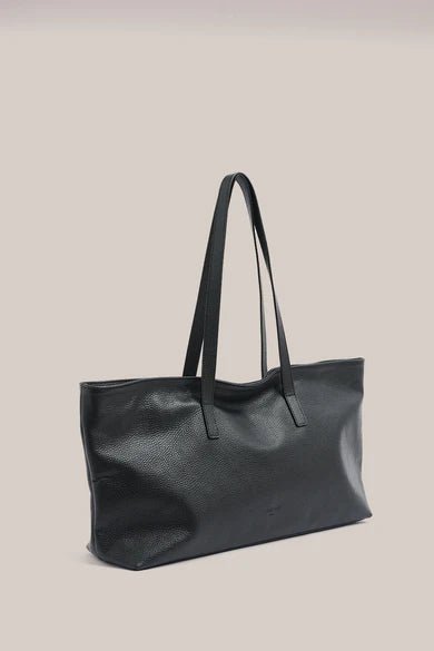 Mia Black Leather East West Slouchy Tote - SODA Fashion Haus