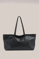 Mia Black Leather East West Slouchy Tote - SODA Fashion Haus