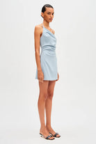 Monika Suiting Mini Dress (Stone Blue) - SODA Fashion Haus
