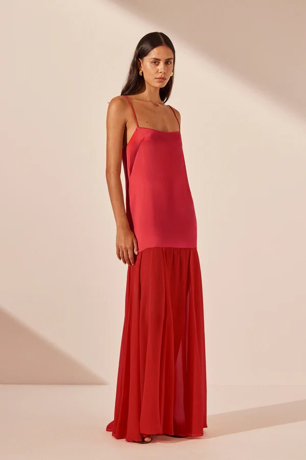 Moraya Dropped Waist Maxi Dress - Chilli - SODA Fashion Haus
