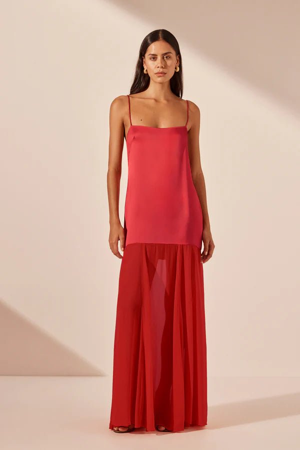 Moraya Dropped Waist Maxi Dress - Chilli - SODA Fashion Haus