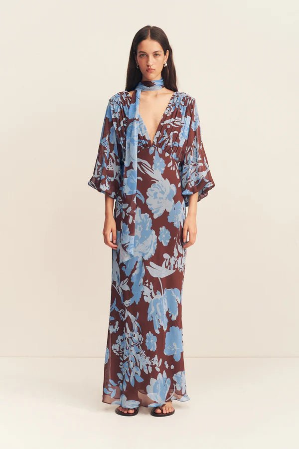 knee length dresses for ladies La Lune Plunged Slip Dress | Cream | Dresses main image 1