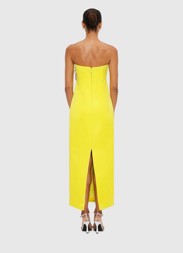 Rayna Applique Floral Maxi Dress - Iris Print in Yellow - SODA Fashion Haus