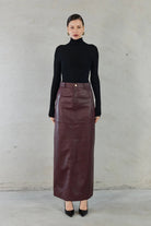 Sara Leather Maxi Skirt - Wine - SODA Fashion Haus