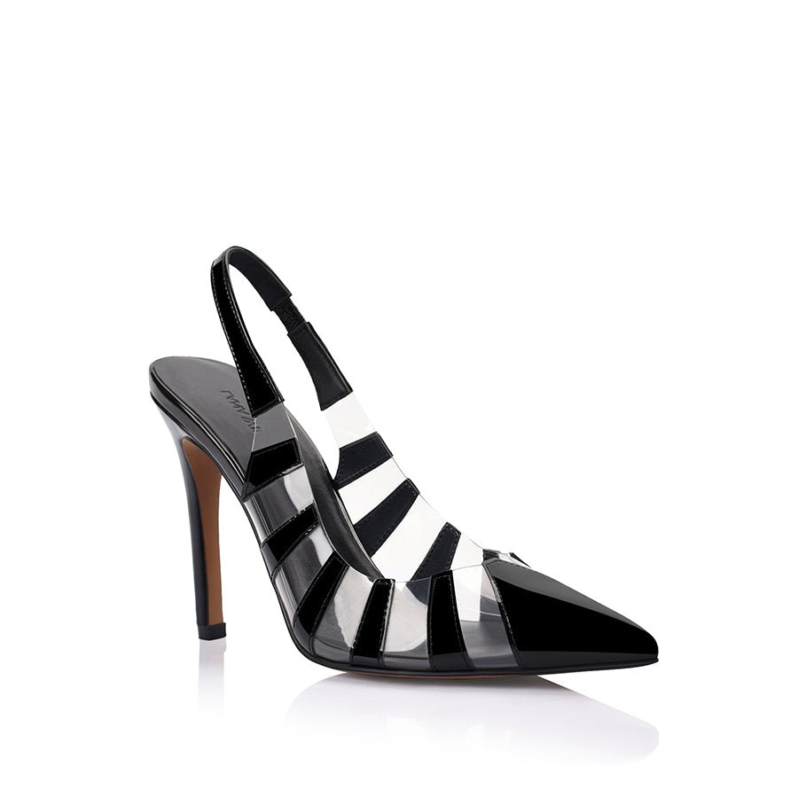 Sasha Black Vinylite and Black Patent - SODA Fashion Haus