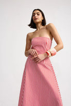 Sloane Denim Dress - Ruby Antique Stripe by Aston Studio - Australian designer Dress | SODA Fashion Haus