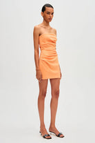 The Alston Crepe Mini Dress - Tangerine - SODA Fashion Haus