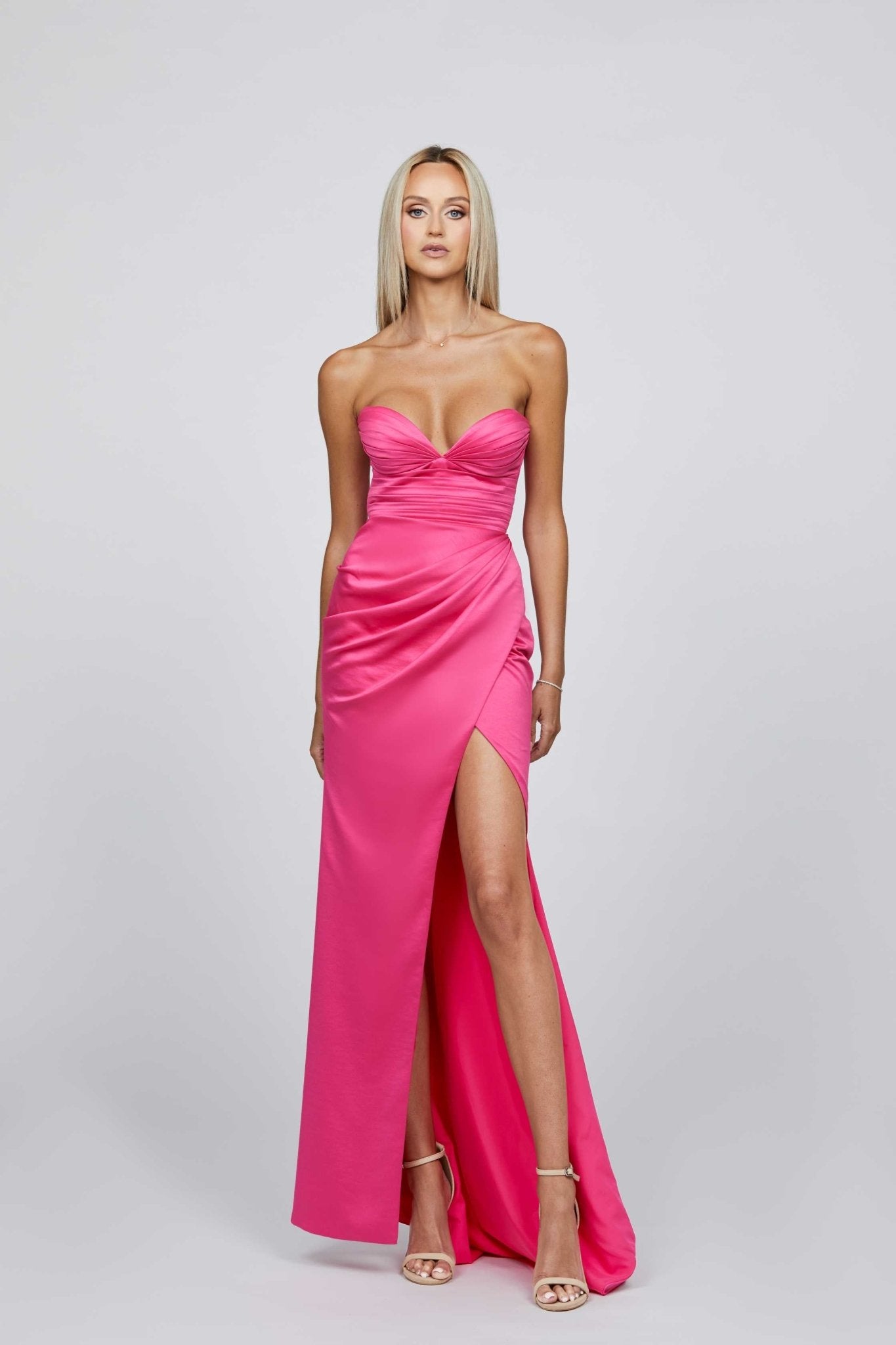 The City Pleated High Split Gown - SODA Fashion Haus