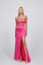 The City Pleated High Split Gown - SODA Fashion Haus