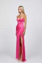 The City Pleated High Split Gown - SODA Fashion Haus