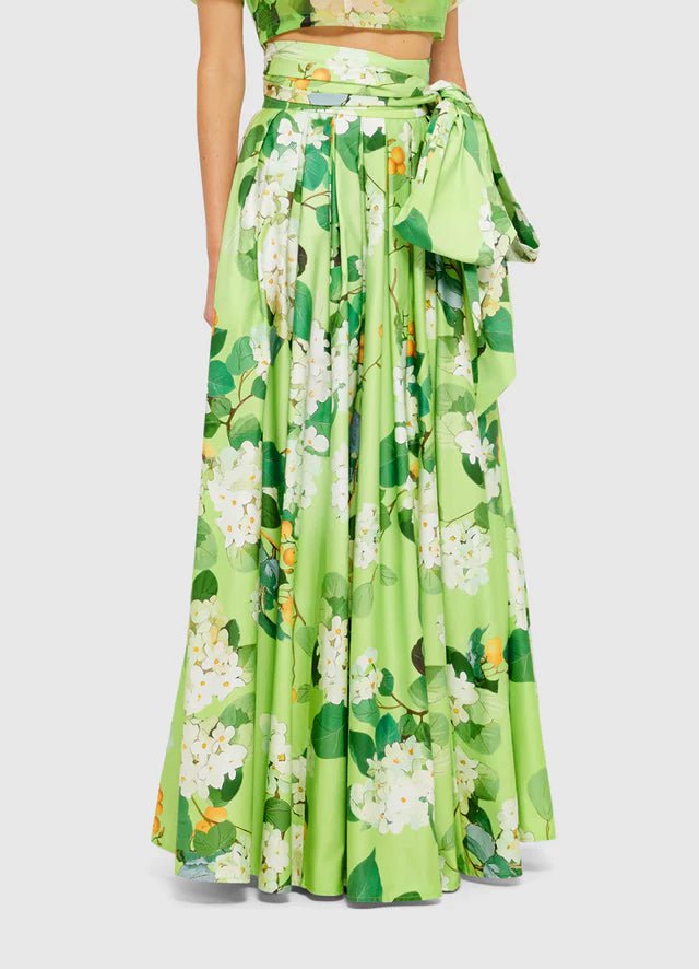 Valerie Maxi Skirt - Hydrangea in Lime - SODA Fashion Haus