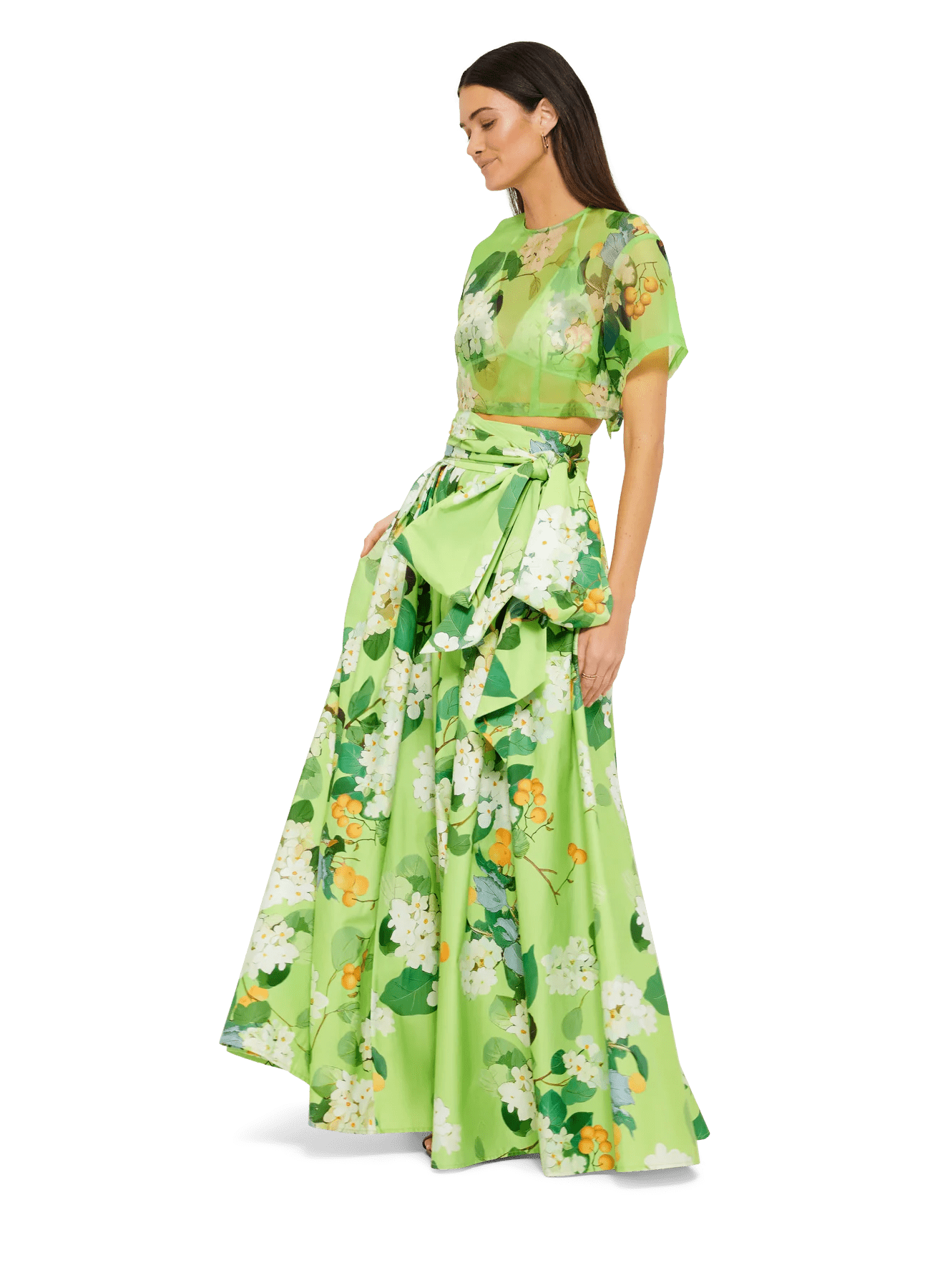 Valerie Maxi Skirt - Hydrangea in Lime - SODA Fashion Haus