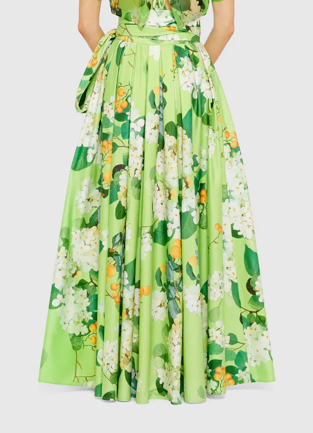 Valerie Maxi Skirt - Hydrangea in Lime - SODA Fashion Haus