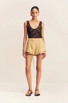 Wallis lace scoop neck tank - black - SODA Fashion Haus