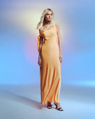 Zhuri Satin Maxi Dress (Tangerine) - SODA Fashion Haus